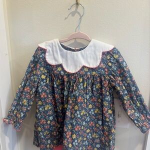 Charming Floral Kids Blouse with White Collar & matching leggings